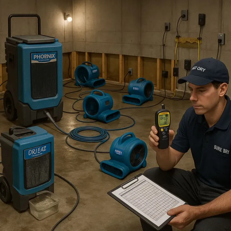 Structural Drying and Dehumidification process in Collinsville, CT